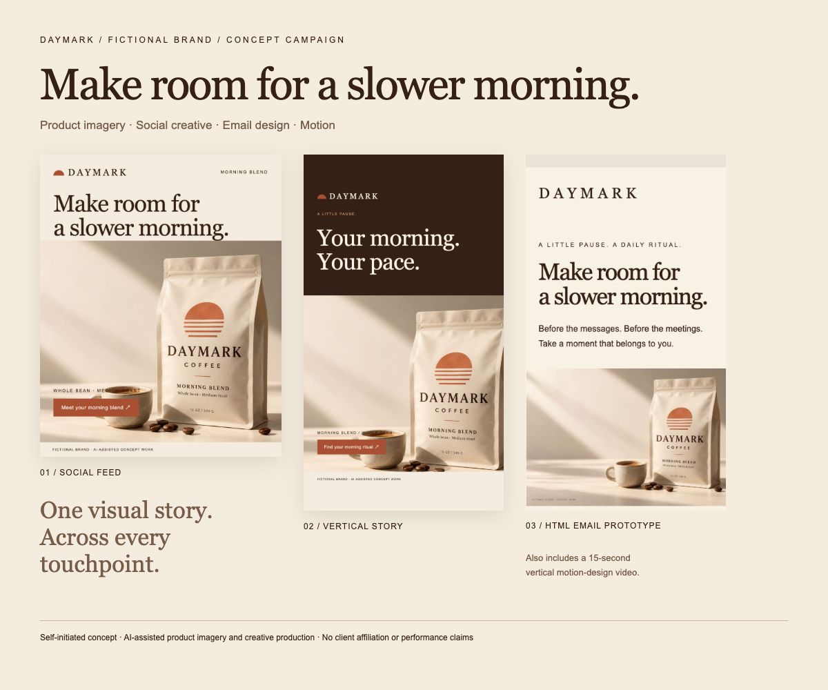 DAYMARK coffee campaign layouts